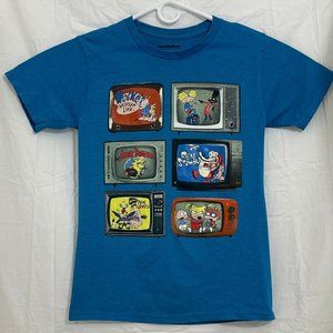 Nickelodeon Nick Toons Rugrats Ren & Stimpy Tee Unisex S Blue